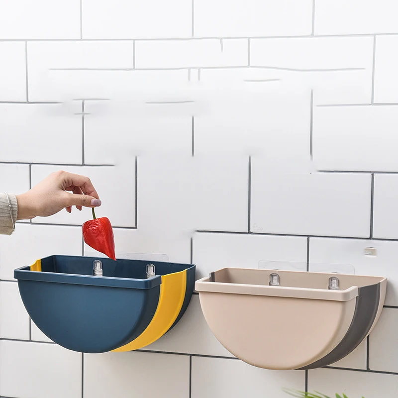 

Folding Waste Bin Kitchen Cabinet Hanging Trash Can Wall Mounted Trash Bin for Bathroom Car Toilet Wastebasket Cleaning Tools