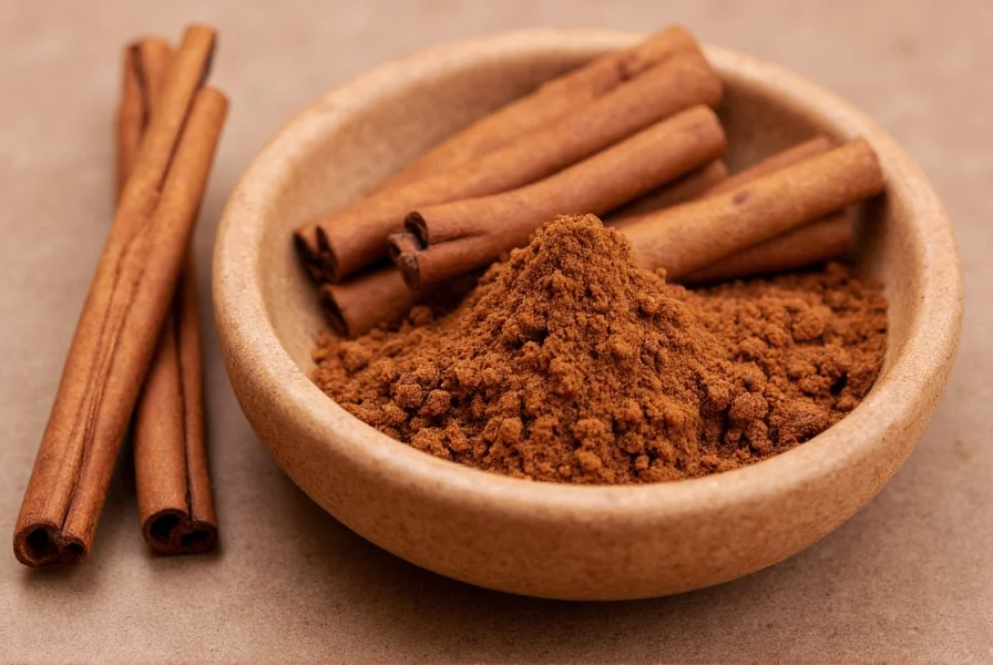 Close-up comparison of Ceylon cinnamon sticks versus Cassia cinnamon sticks showing the layered structure of Ceylon and solid roll of Cassia