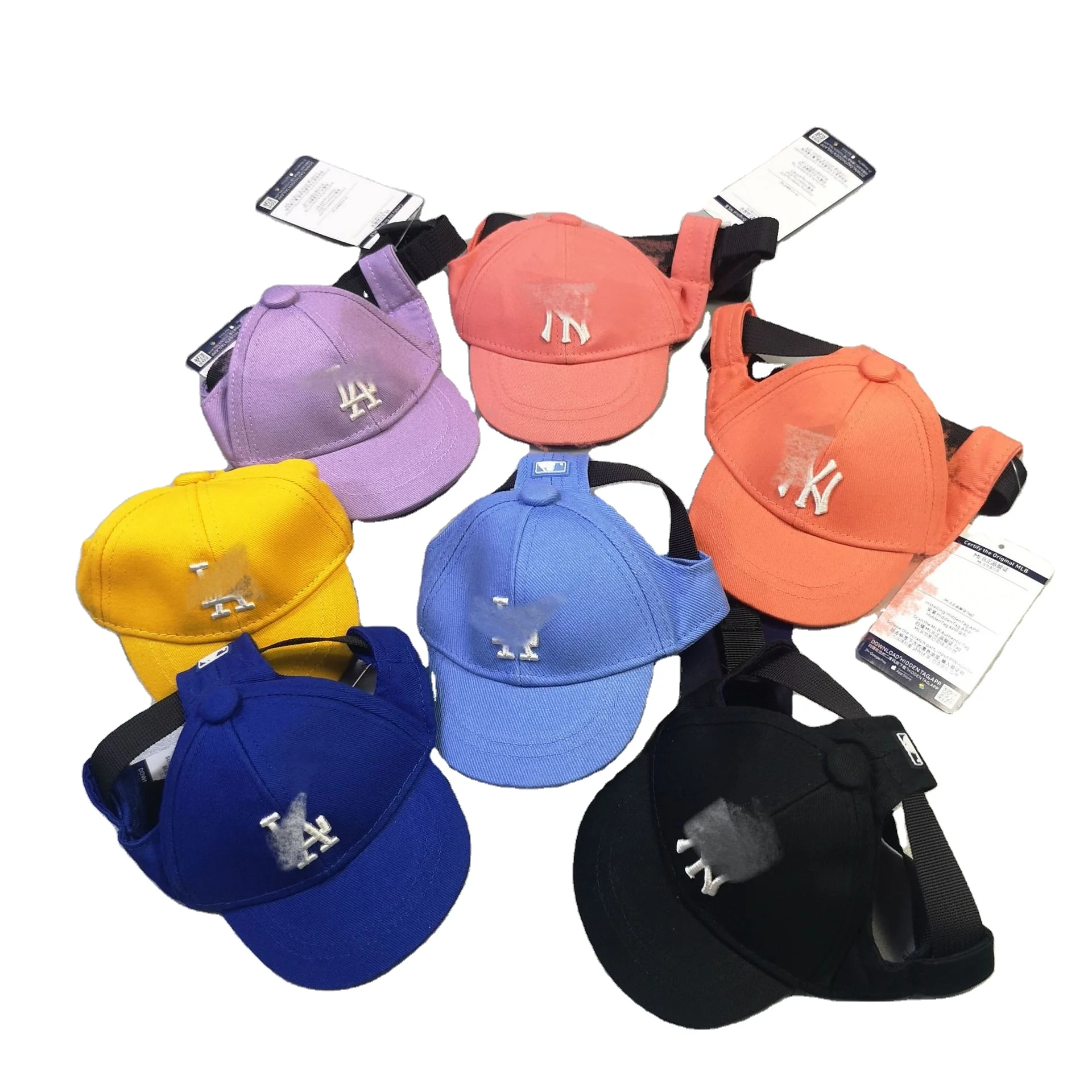 

High-End Luxury Brand Dog Hats Spring Summer Popular Pet Hats Fashion LA Logo Dog Clothing Outfits Breathable Adjustable Dog Hat, 13 colors