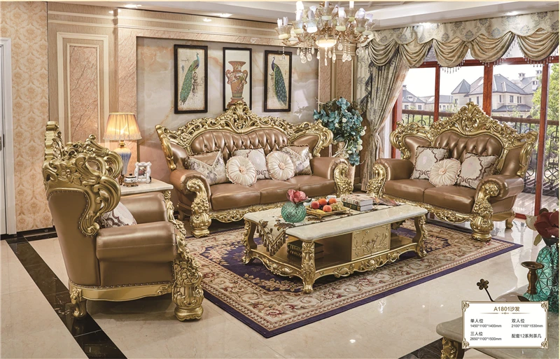 Luxurious Classic Wooden Royal Furniture Designs Sofa Set Golden Buy