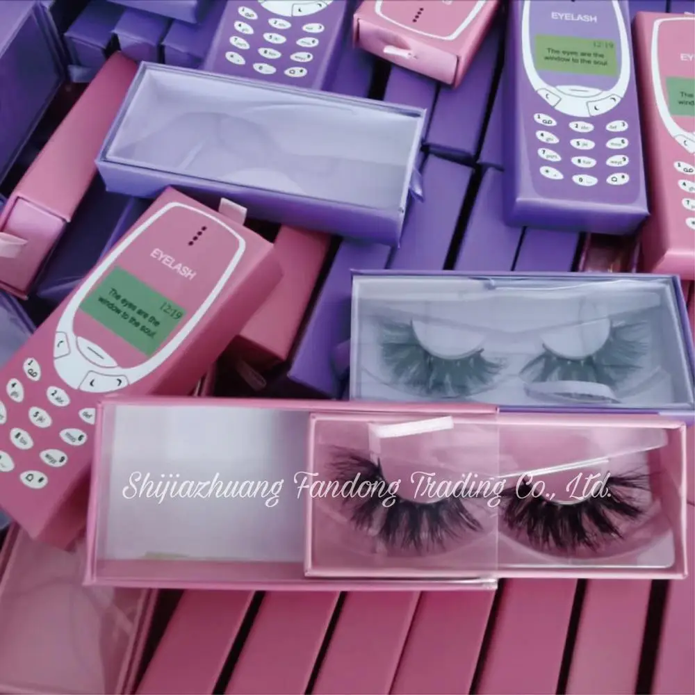 

wholesale 3d mink eyelash cell phone lashes cellphone lashes with custom packaging phone eyelash box