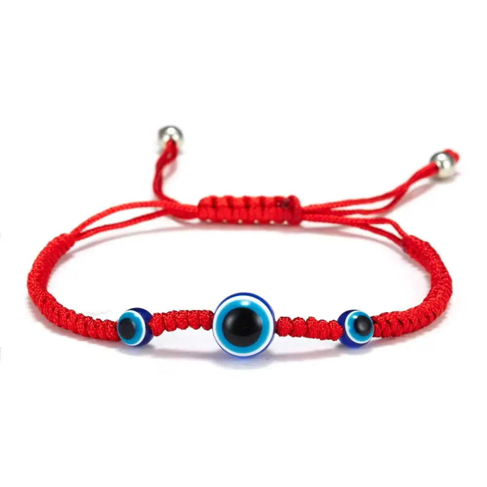 

Fashion Jewelry Fatima's Hand Blue Devil Eye Bracelet  Handmade Weave Lucky Magic Red Rope Bracelet New Year Gift