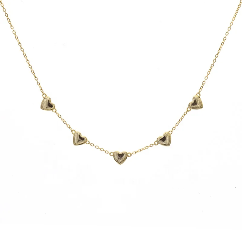 

Hot Fashion Heart Choker Jewelry Cute Classic 925 Sterling Silver 18K Gold Choker Necklace Women