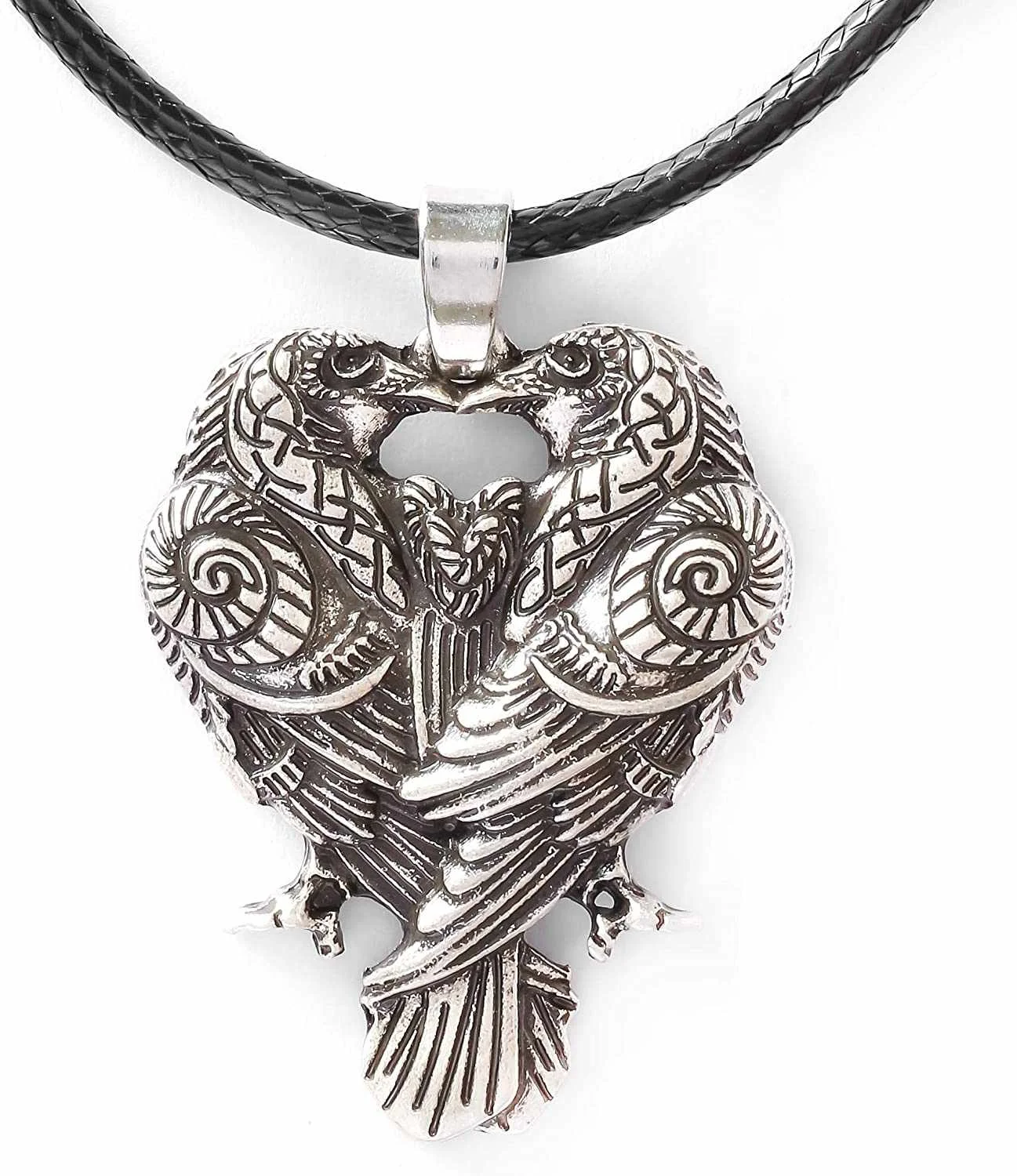 

Viking Jewelry Huginn and Muninn Raven Couple Pendant Necklace for Men and Women