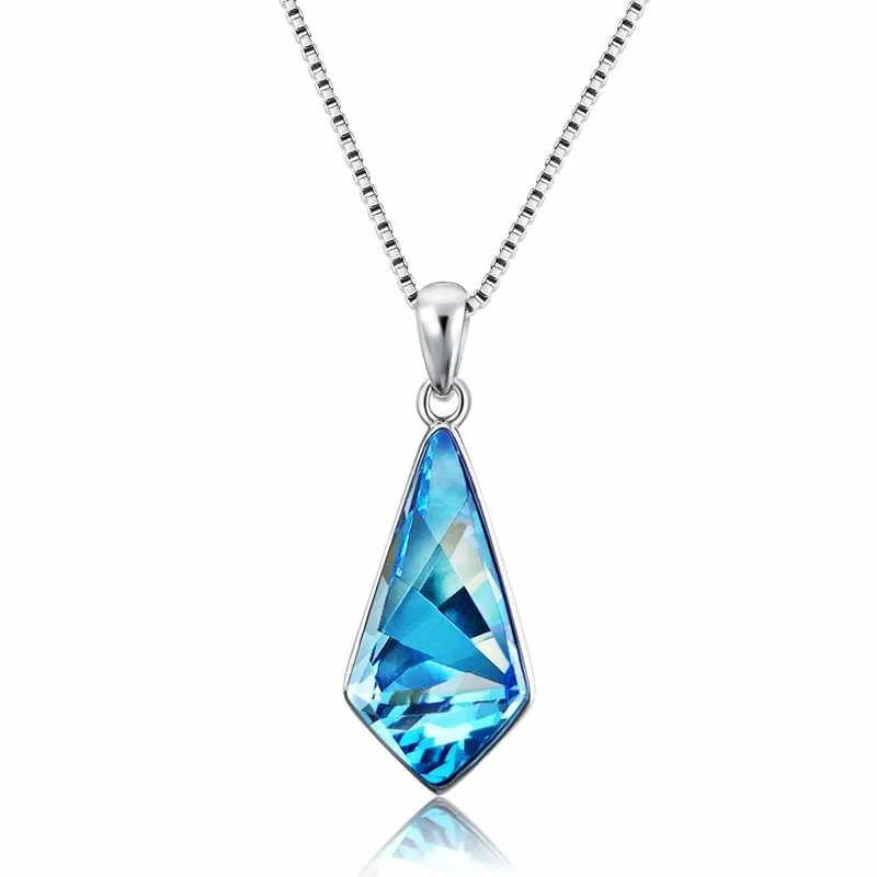 

Hot selling personalized custom crystal pendant S925 sterling silver necklace for ladies, As shown