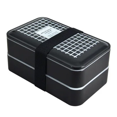 

Food Grade Custom Printed Portable Eco Friendly Microwaveable Double Layer Plastic Black Bento Lunch Box Black, Black or customized