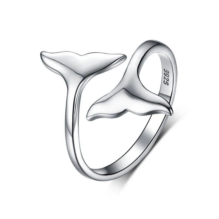 

ocean jewelry 925 sterling silver adjustable whale tail ring