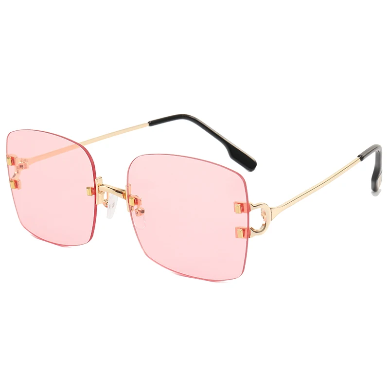 Square Decorate Sunglasses 2021 Women Fashion Rimless Sun Glasses Female Vintage Candy Color Shades Frameless Sunglass UV400