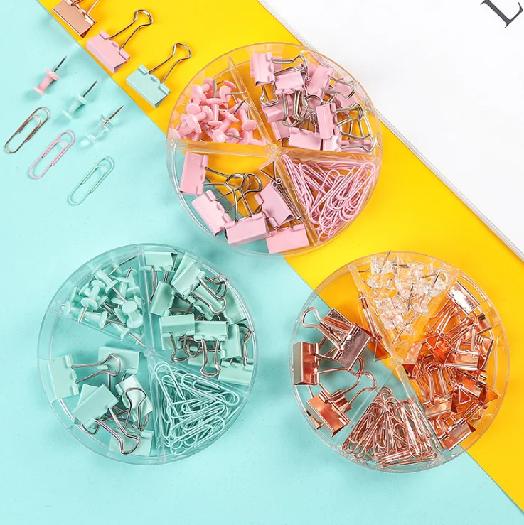 Binder Clips Paper Clamp Push Pins Sets Notes Letter Ticket Bookmark ...