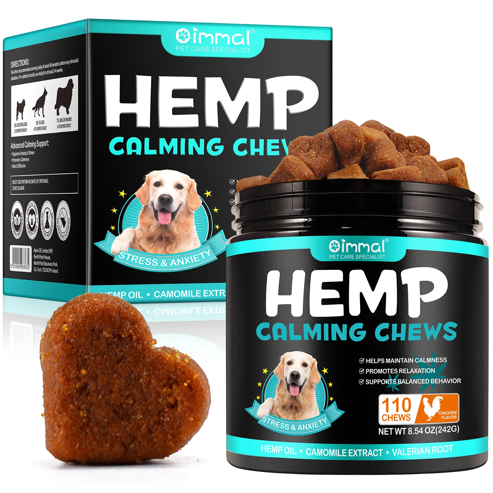 

OIMMAI private label Natural Stress and Anxiety Relief Pet Snacks Pet Hemp Calming Chews