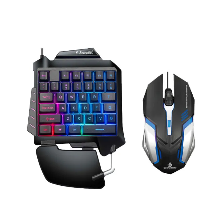 

Mini gaming keyboard mechanical RGB one hand keyboard and mouse combo for mobile phone, Black