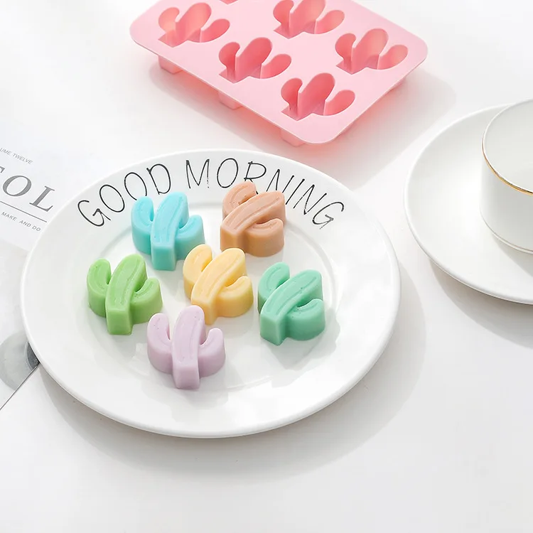 

6 with Cactus Chocolate Mold Diy Tool Silicone Cake Mold Oven Baking Tool Ice Tray, 4 colors