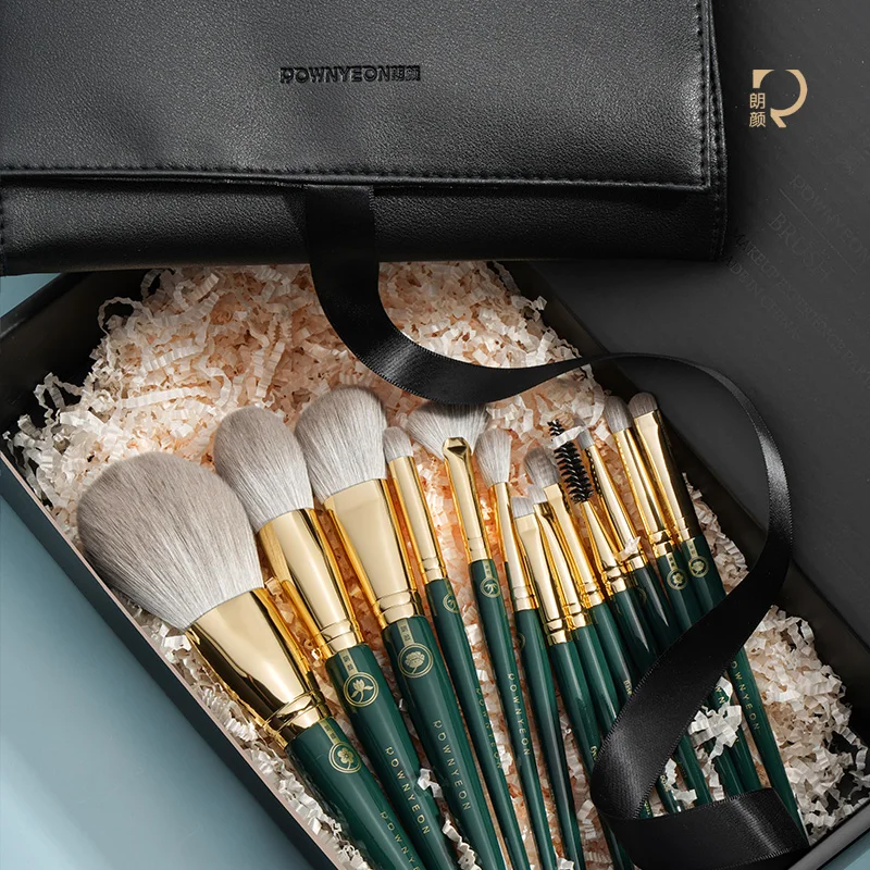 

10 Piece Professional Cosmetic Makeup Brush Set, Green,brown,white,custom