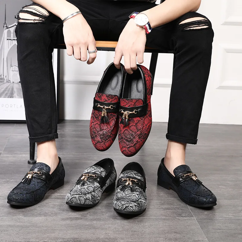 

Ivy70002S 2020 Europe fashion loafers for men male party tassel pendant design shoes, Red, black,blue