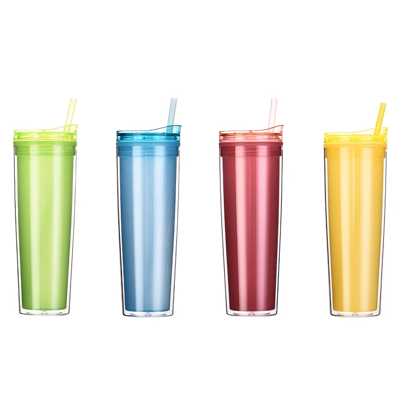 

20OZ Hot Selling Skinny Color Changing Acrylic Double Wall Straw Tumbler Cups 2021 New Design Magic Cold Water Change cups, Customized