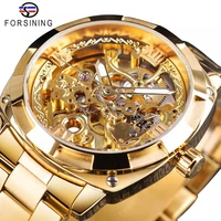 

Forsining 2019 Fashion Retro Men's Automatic Mechanical Watch Top Brand Luxury Full Golden Design Luminous Hands Skeleton Clock