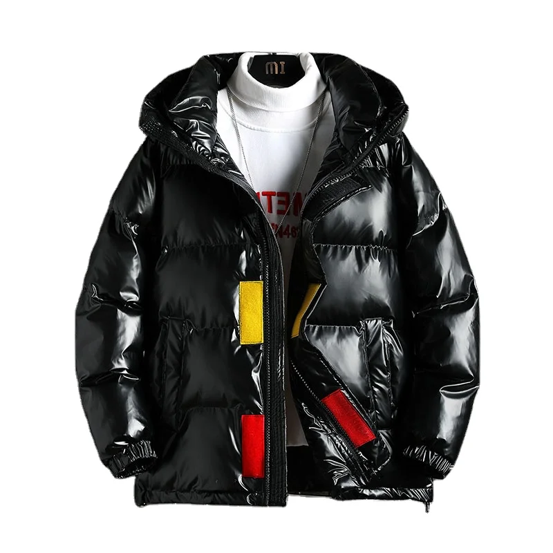 

Custom logo winter coat men's hooded down jacket shiny men down puffer jacket