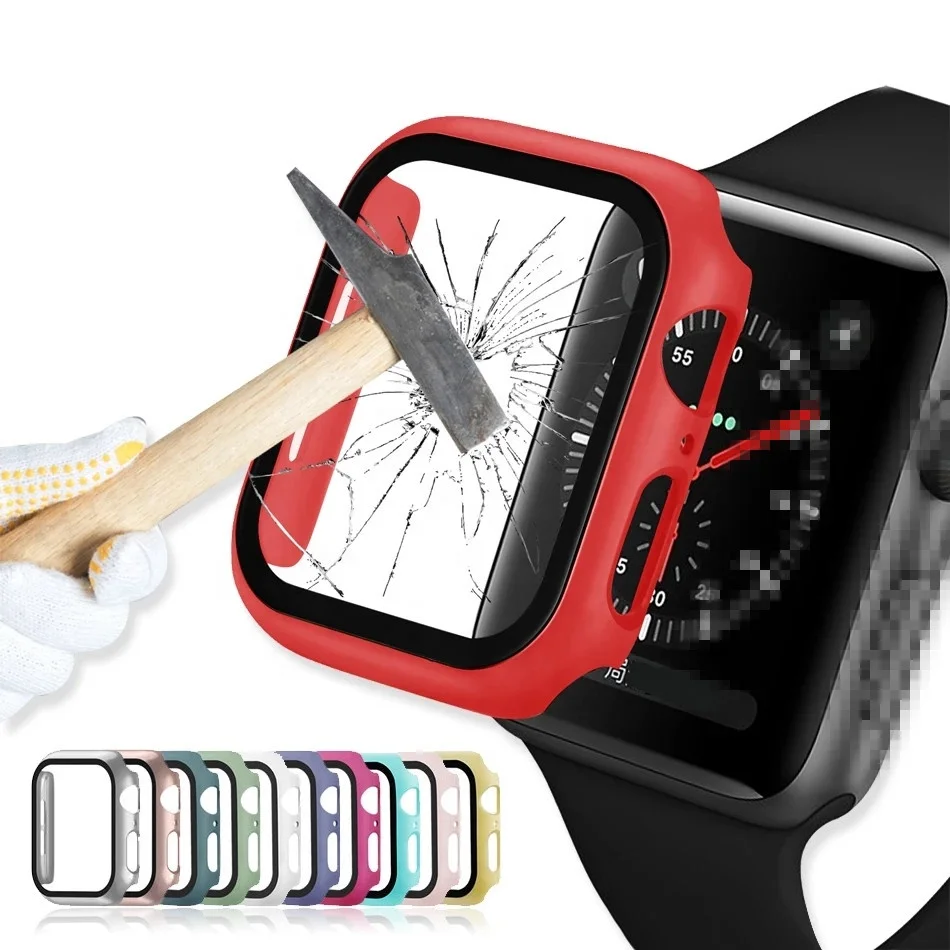 

Watch Glass+Case 360 Screen 44mm 40mm 42mm 38mm protector Tempered glass film hard Cases Cover for Apple watch 6/SE/5/4/3/2/1