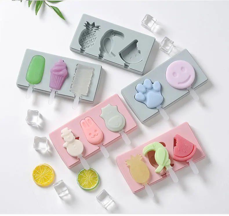 

Silicone DIY Homemade Cartoon Ice Cream Mold With Cover Animals Shape Jelly Form Maker Lolly Moulds Ice Cube Ice Cream Pop Mould