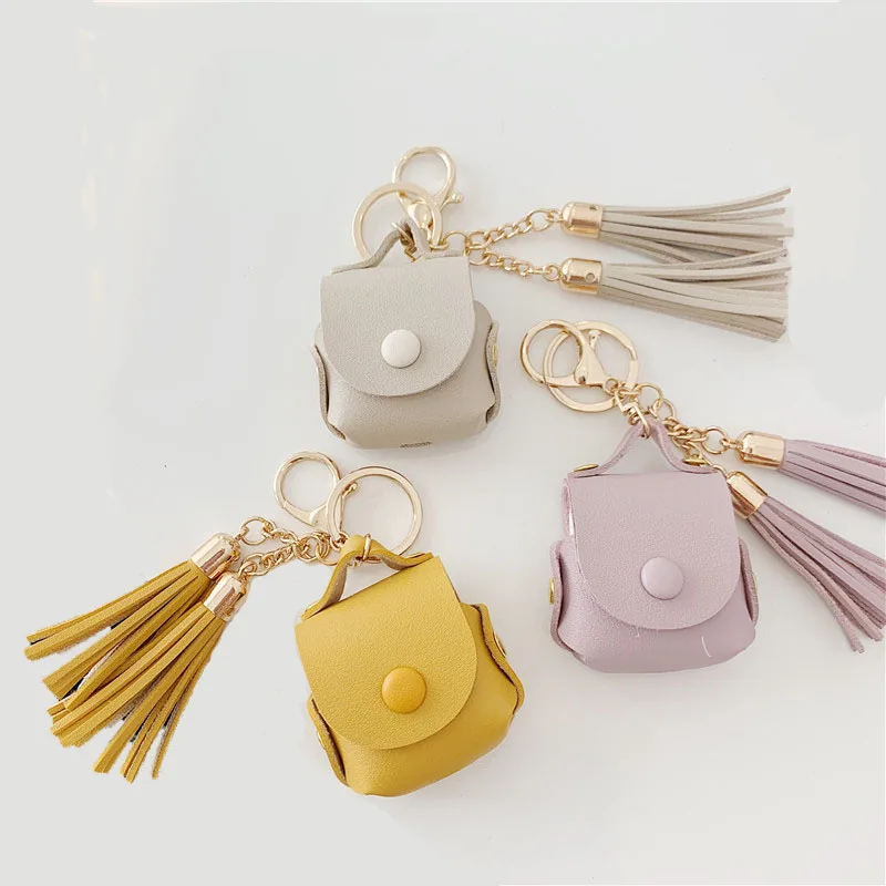

Luxury Leather Handbag Tassel Case For Airpods Pro 2 3 Protective Bag Wireless Earphone Key Chain Cases Cover
