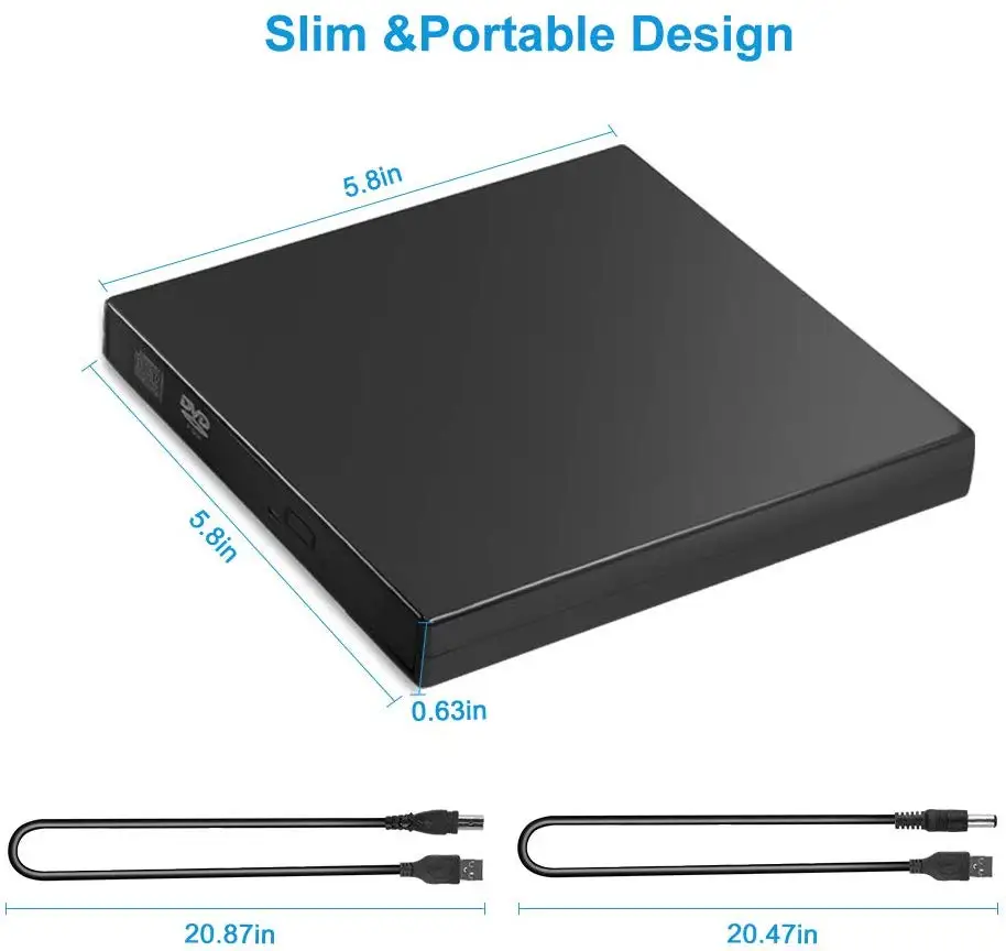 
Raycue USB 2.0 Portable Drive Rewriter Slim External CD DVD Player 