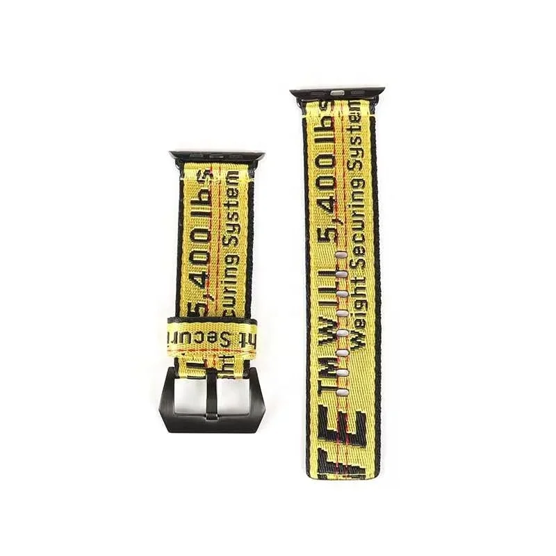 

Hot Selling Fashion Fabric Nylon Yellow Watch Straps 38MM 42MM for Apple Watch Band Series 6 SE 5 4 3 2 1