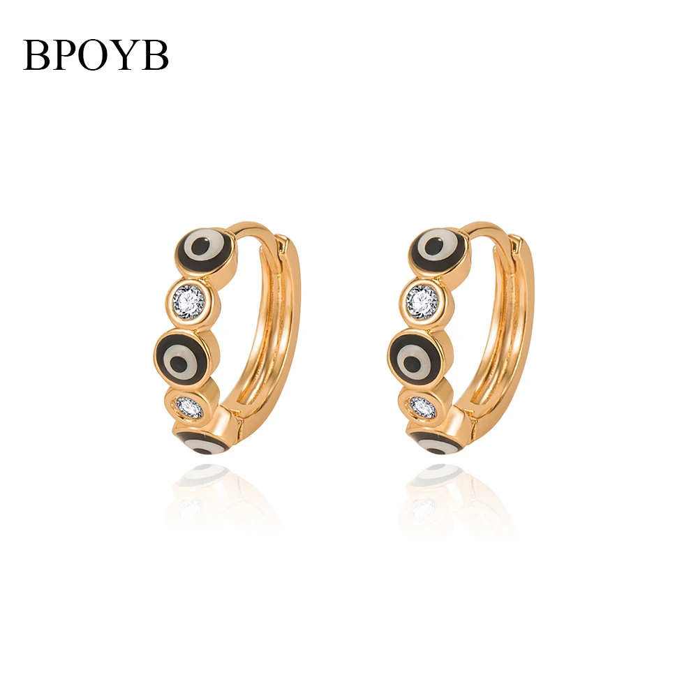 

BPYOB Trendy Little Fashion Sparkling Boho Clip On Earring For Women Girls Rose Gold Luck Black Eye Evil Hoop Huggie Earrings