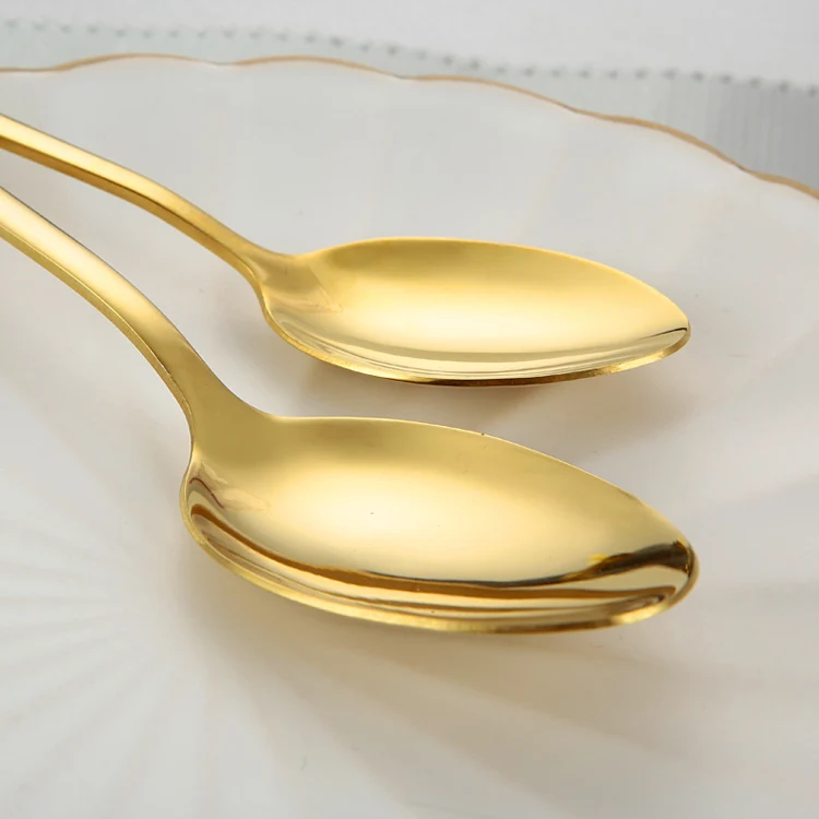 
Stainless Steel Flatware 24 Piece In Box Gold Plated Silverware Golden Utensils Cutlery Set 
