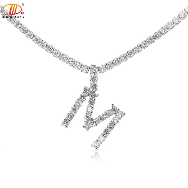 

Custom cubic zirconia letter white gold plated fashion initial personalize pendant charm necklace for women