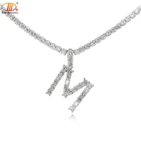 

Custom zircon letter white gold plated fashion initial pendent charm necklace for women