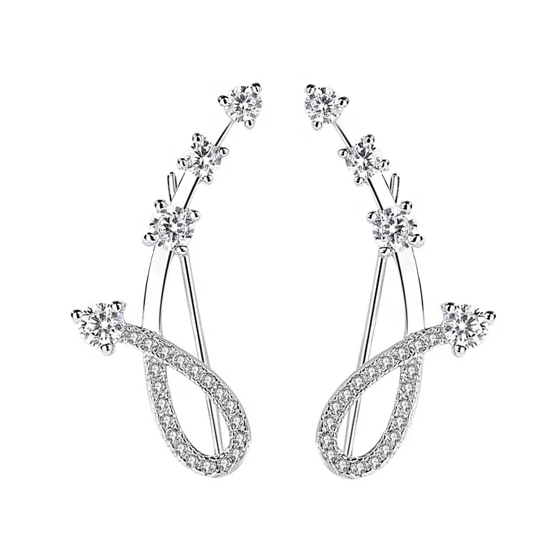 

Light Luxury Lines Cross Earring Statement Silver Earring Fashion Jewellery, White