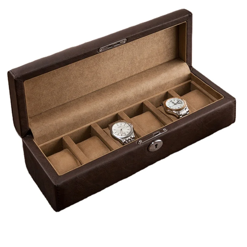 

Cheap Leather 6 Slot Watch storage Box Customize Watch Box For Display