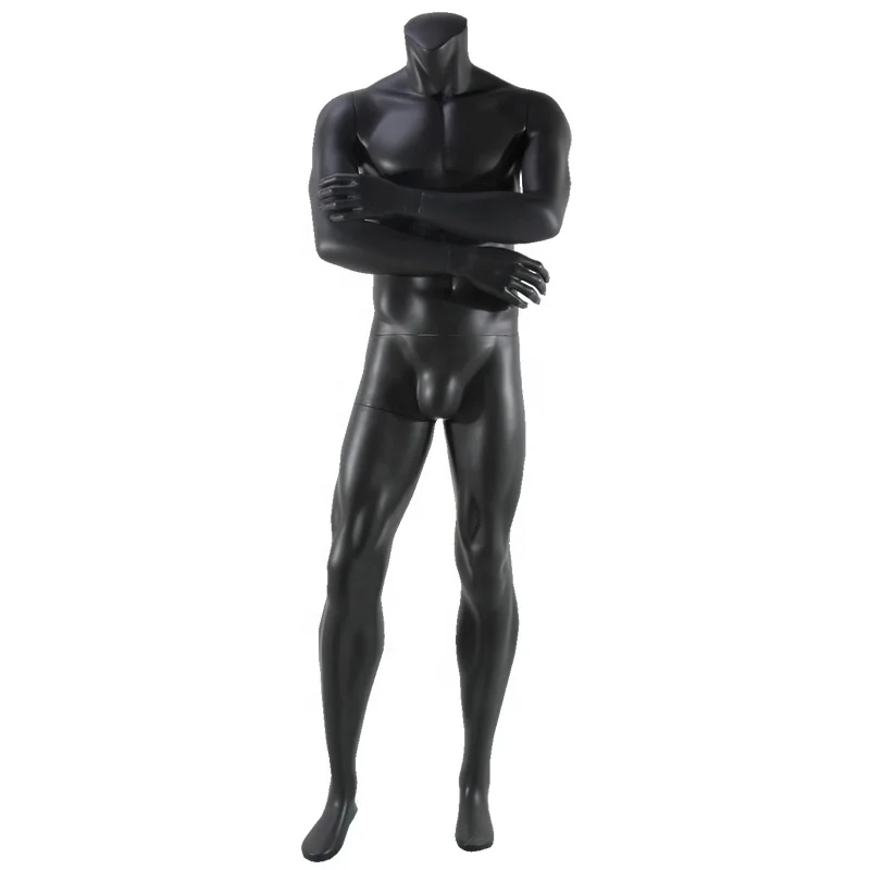 

Fashion boutique design matte grey fiberglass headless nude vintage male mannequin