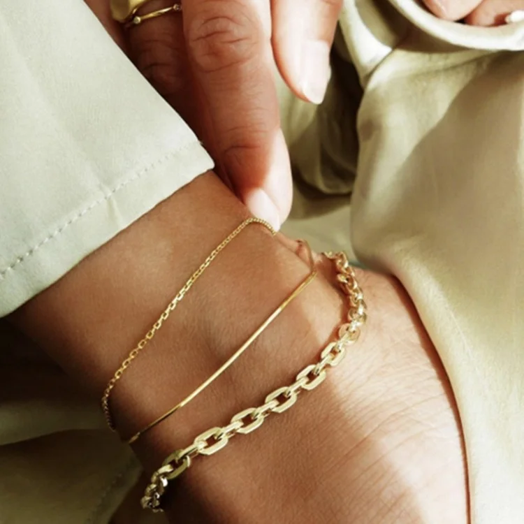 

3PCS/Set Simple anklet gold thin chain anklets set for women