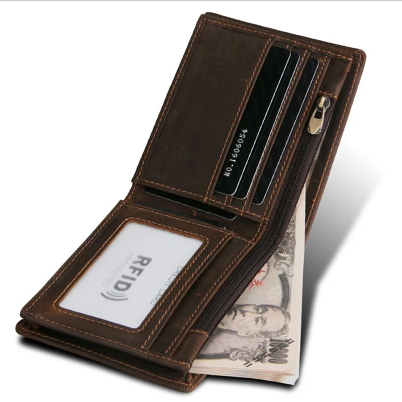 

Business Stylish Genuine Leather Wallet RFID blocking superb quality money clip wallet, Black,tan brown