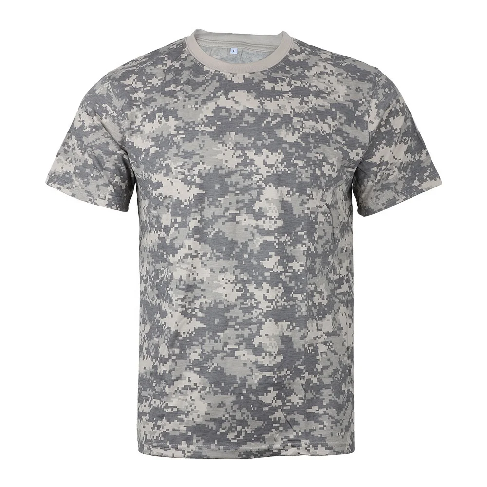 

KMS Wholesale Ready To Ship 65% Polyester 35% Cotton Police Short Sleeve Vintage Army T-Shirts Military ACU Camouflage Shirt