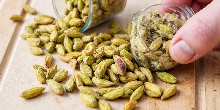 Whole cardamom pods in tea pot