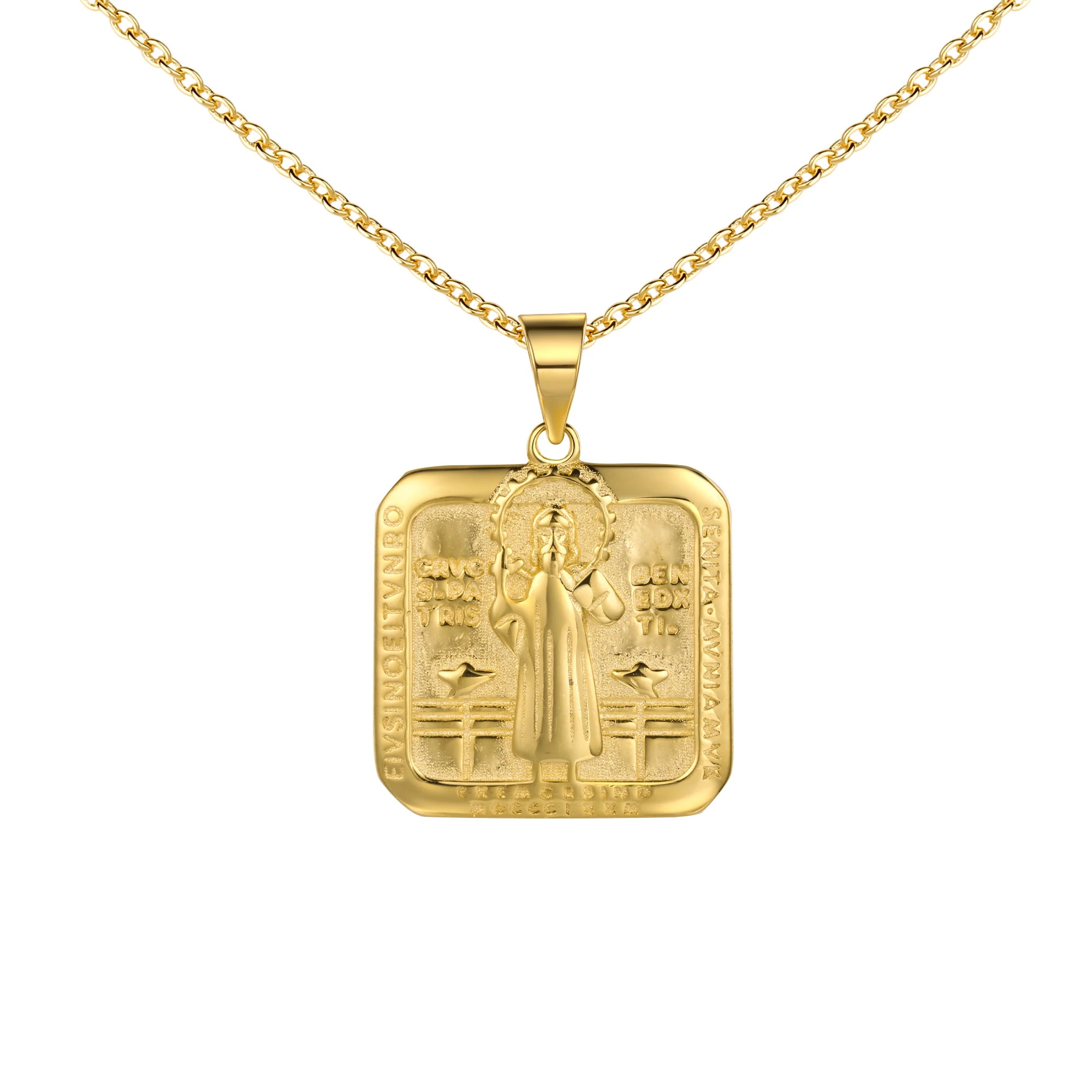 

925 Sterling Silver Christian Jesus Virgin Square Pendant Necklace Religious Necklace 18k Gold Platinum Plated