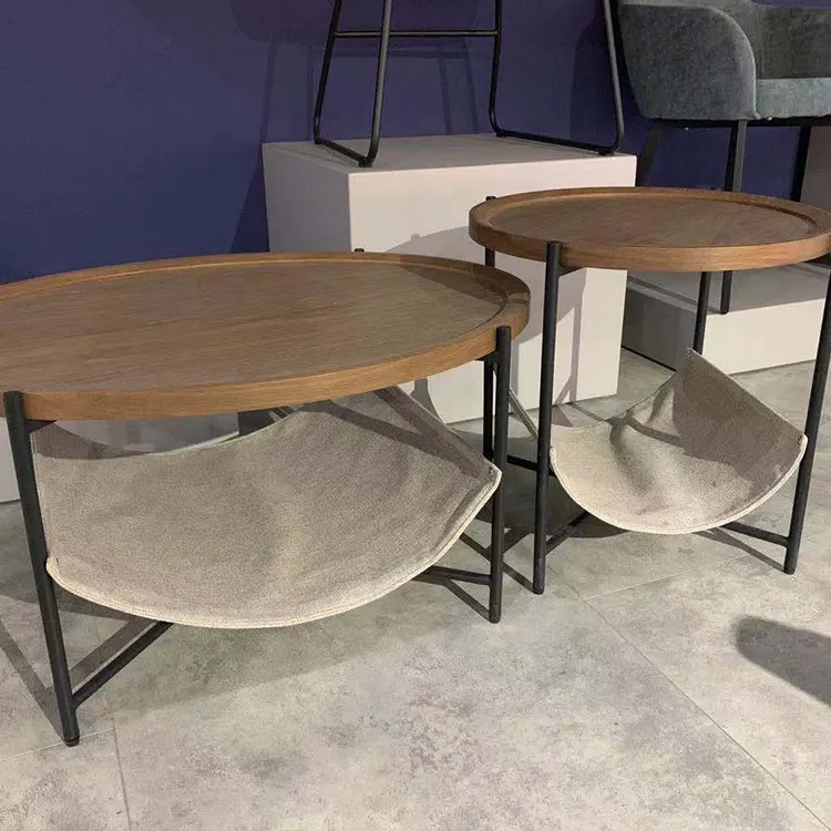 Modern Round Modular Coffee Table Simple Tea Table Wooden End Table For ...