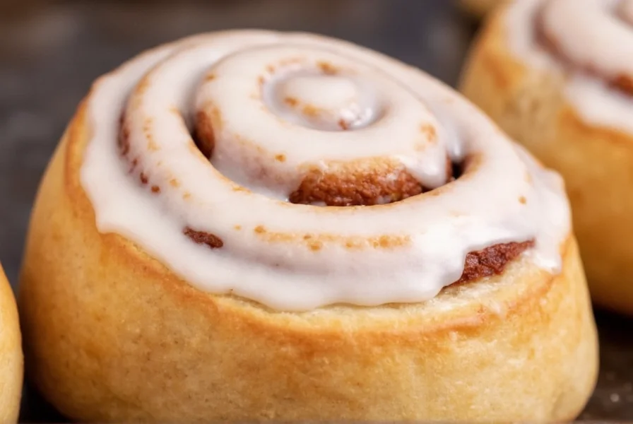 Finished TikTok cinnamon rolls with icing drizzled on top