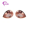 Provence gem bezel setting 10k rose gold 10x14mm pear color lab morganite earring stud