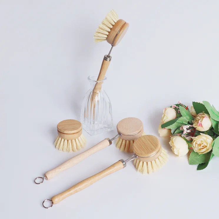 

Eco friendly natural sisal bristle dishes pot pans wood wooden Kitchen bamboo handle wash cleaning scrub coconut brush