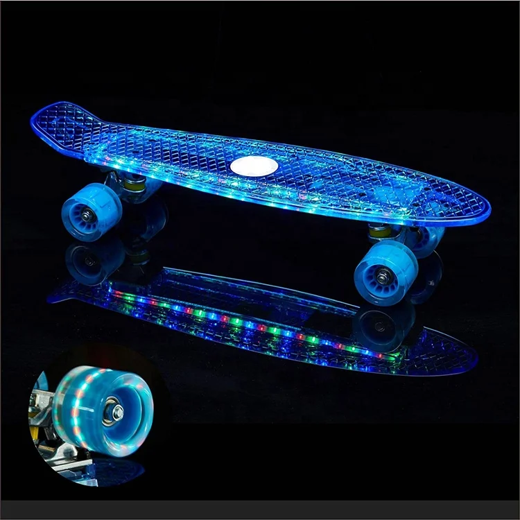 

Wellshow Sport Mini Skateboard Kids Skate Board with Led Light Up Wheels for Beginner