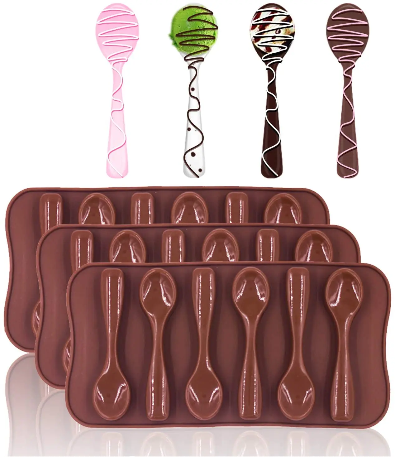 

6 spoons edible mixing spoon craft tool mold silicone chocolate baking mold