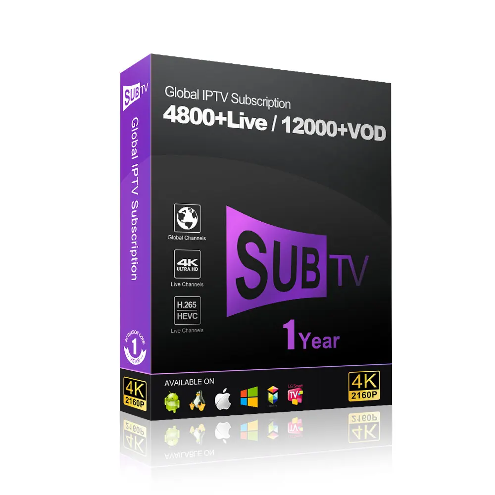 Europe IPTV Code Subcription 12 Months SUBTV with French Spanish UK Channels for Android TV Box