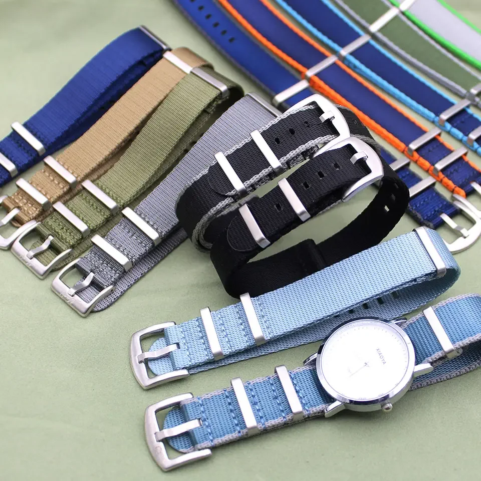 

Hot Selling Nylon Canvas 18mm 20mm 22mm Premium Popular Sublimation Sports Seatbelt Nylon Watch Straps Wrist Bands