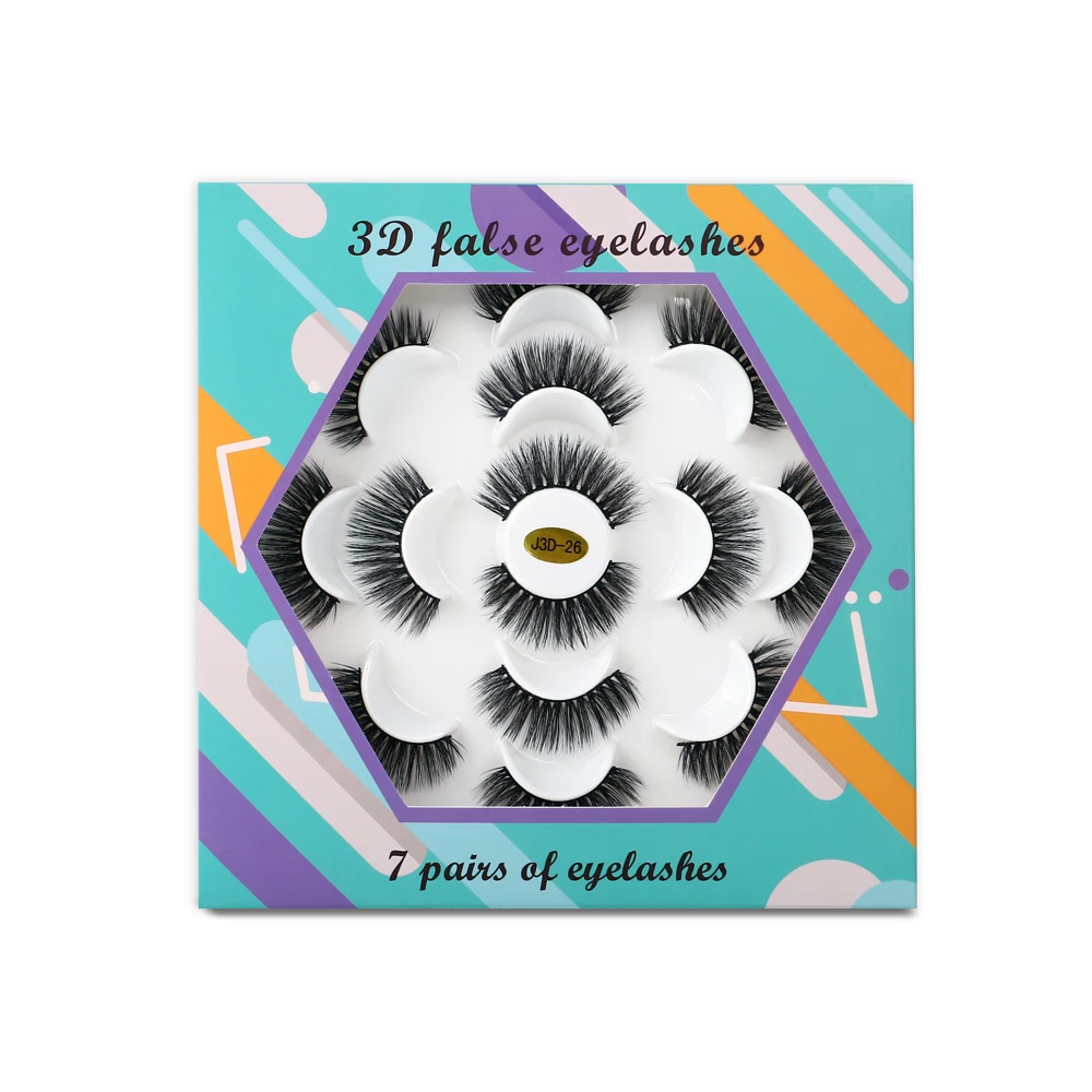 

2020vendor false eyelashes of 7pairs soft natural eyelashes, Natural black