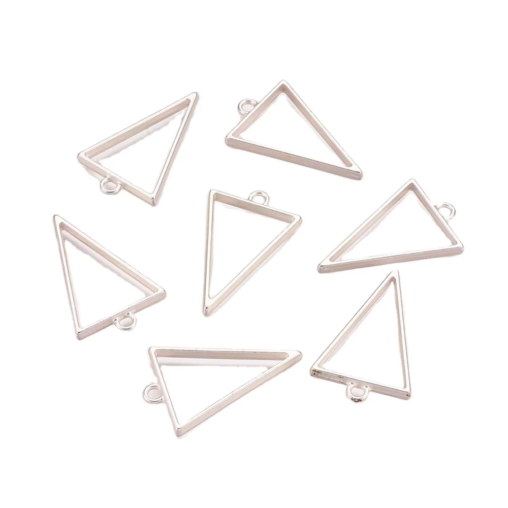 

PandaHall Matte Style Rack Plating Alloy Triangle Open Back Bezel Pendant, Colors