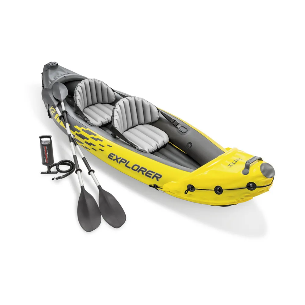 

Wholesale double seat 2 person kayak fishing 0.75mm PVC Thicken outdoor inflatable boat, Green