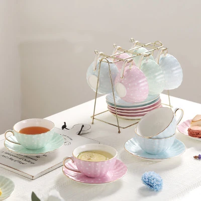 

2021 High-Quality Ceramic Coffee Tea Cups Set With Luxury Golden Decal Design, White